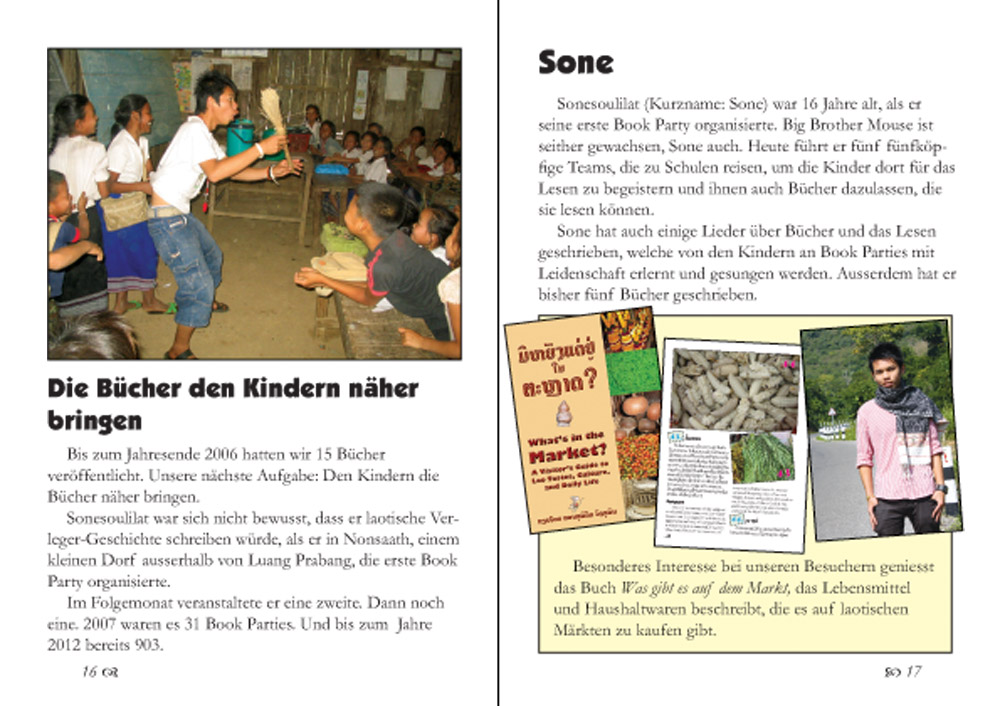 sample pages from The Story of Big Brother Mouse, published in Laos by Big Brother Mouse