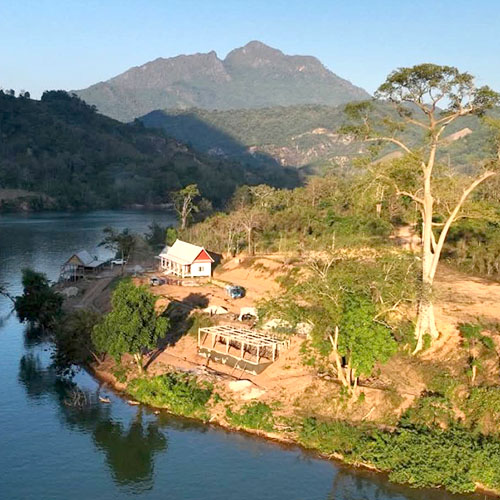 Aerial view of the Discovery World site, in Nong Khiaw, Laos