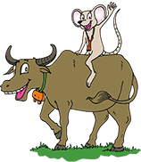 Cartoon logo of Big Brother Mouse, which publishes books and runs schools in Laos