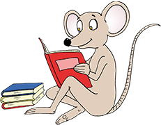 Cartoon logo of Big Brother Mouse, which publishes books and runs schools in Laos